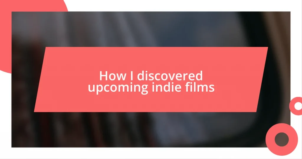 How I discovered upcoming indie films