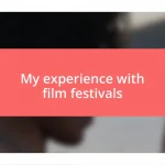 My experience with film festivals